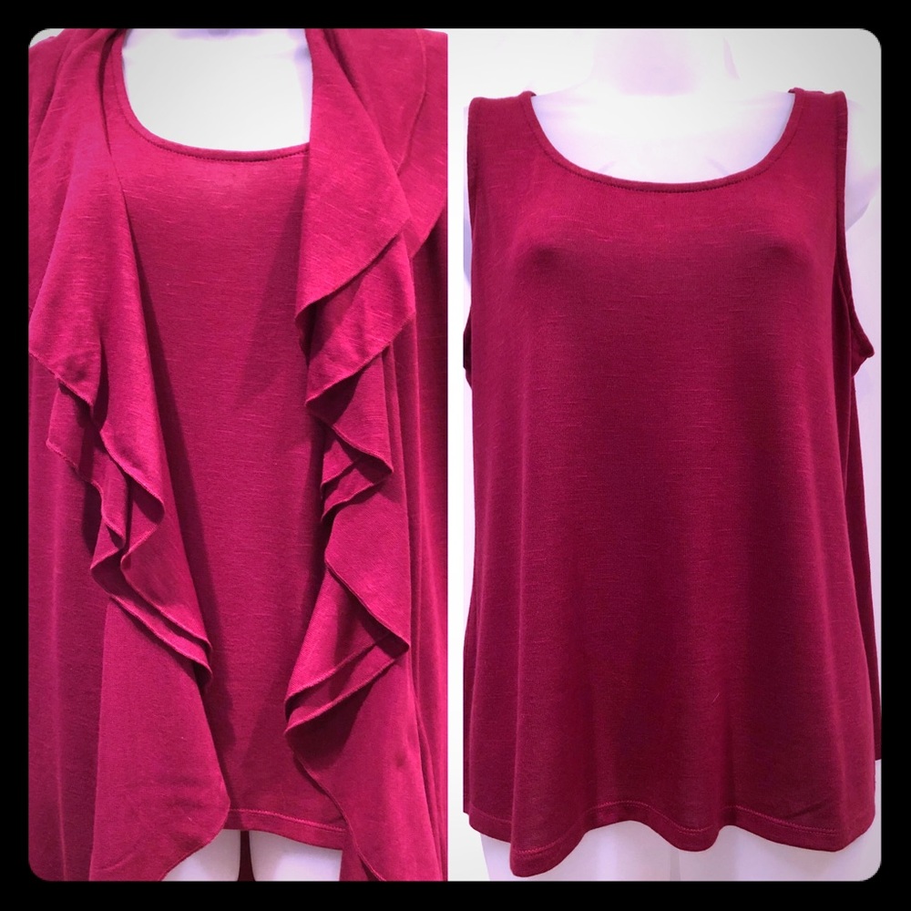 NWT Gramercy 22 2-pc Wine Sweater Set Size Large - Picture 1 of 8